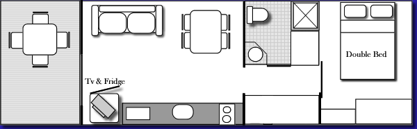 1 Bedroom Cabin  Floor Plan